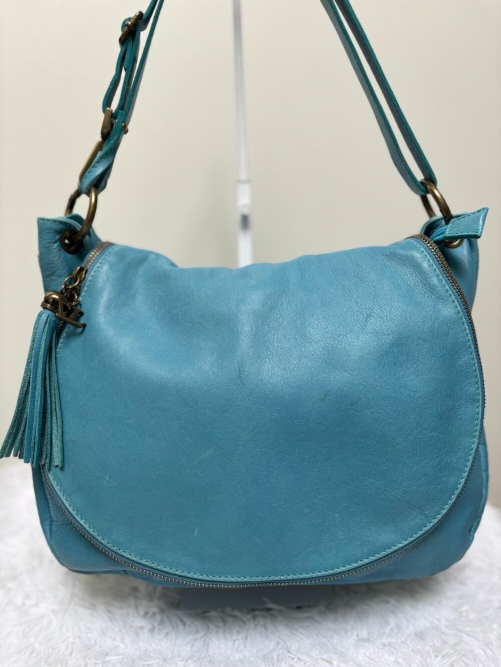 Vera Pelle Blue Leather Shoulder Bag